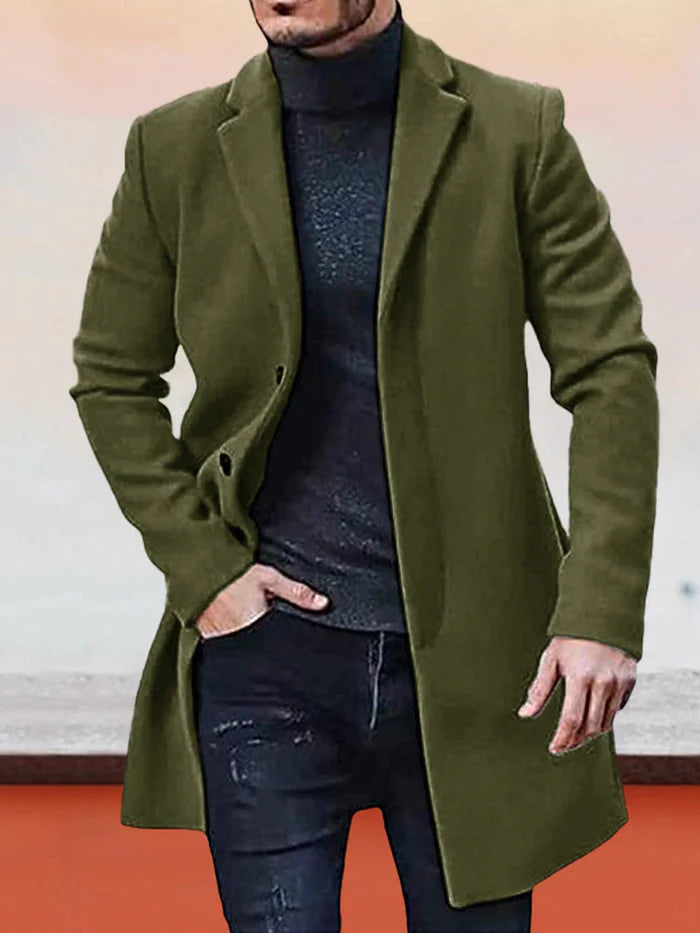👔 Men's Classic Single Row Buckle Solid Color Jacket - Timeless Daily Essential