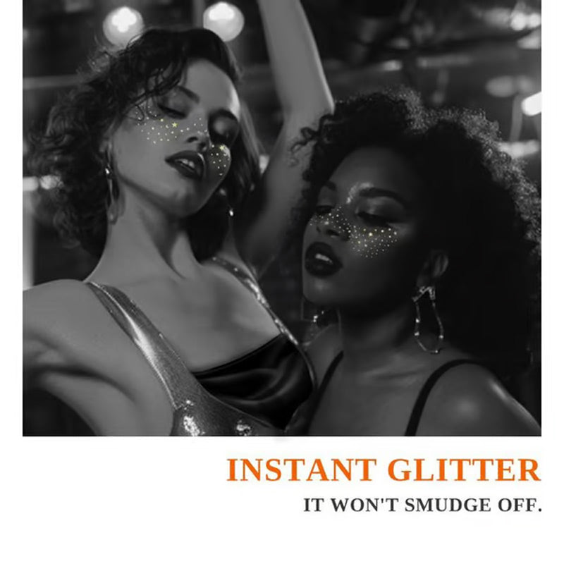 Glitterin ihonhoitopisarat kasvot tatuoinnin