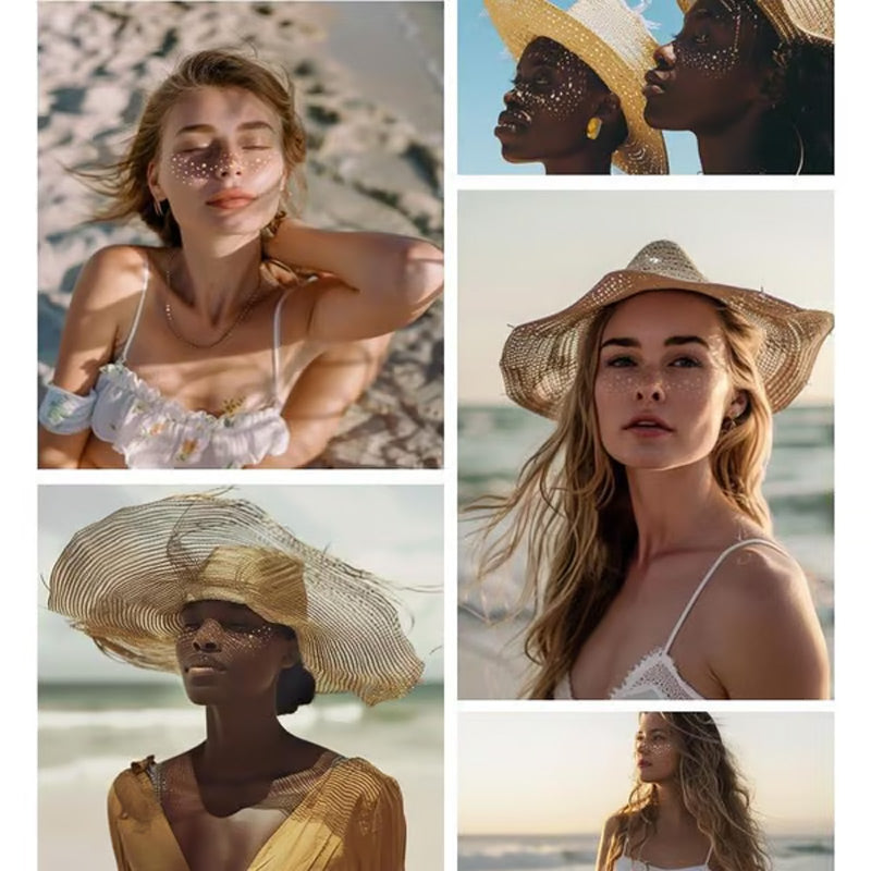 Glitterin ihonhoitopisarat kasvot tatuoinnin