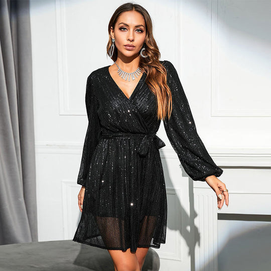 🔥Forró akció 50% kedvezmény✨Új érkezés✨Többszínű, flitteres, keresztpántos ruha