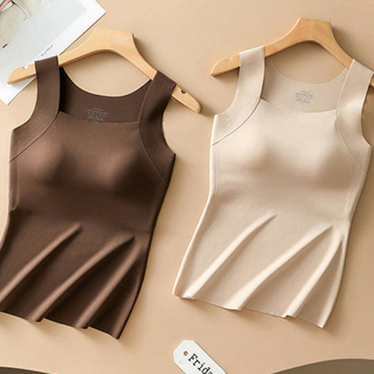 2-Piece Set💕Women’s U Neck Thermal Tank Tops with Built-In Bra