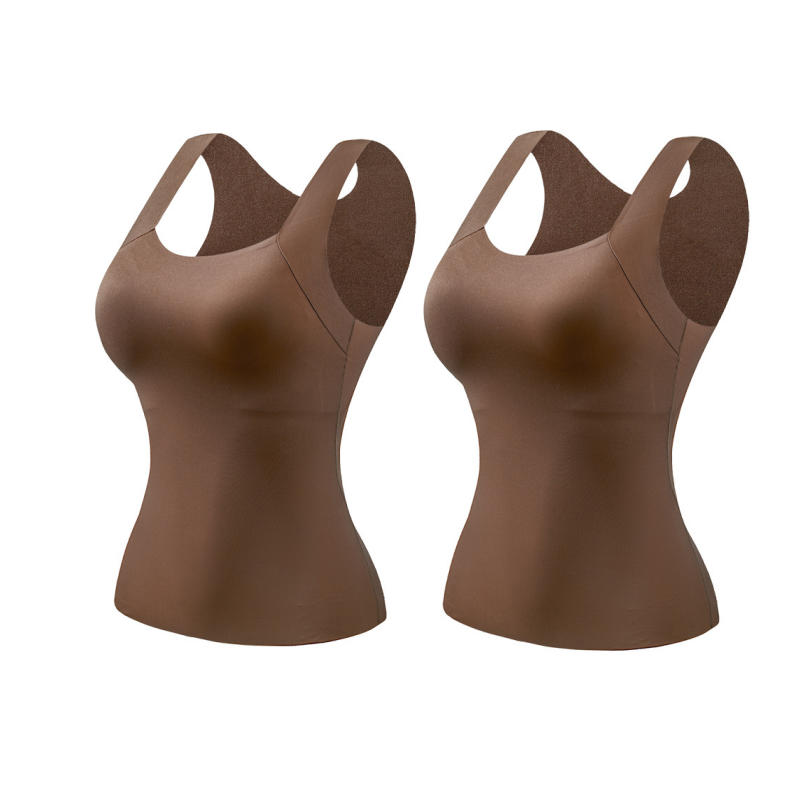 2-Piece Set💕Women’s U Neck Thermal Tank Tops with Built-In Bra