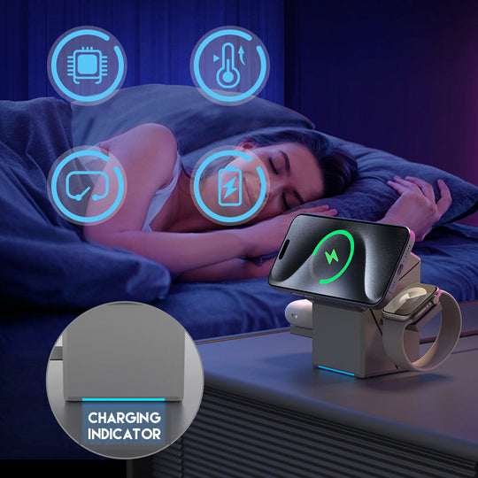 🎅Vânzare de Crăciun🎄Peste 50.000 de unități vândute! 🎁✨Stație de încărcare wireless magnetică pliabilă 3 în 1