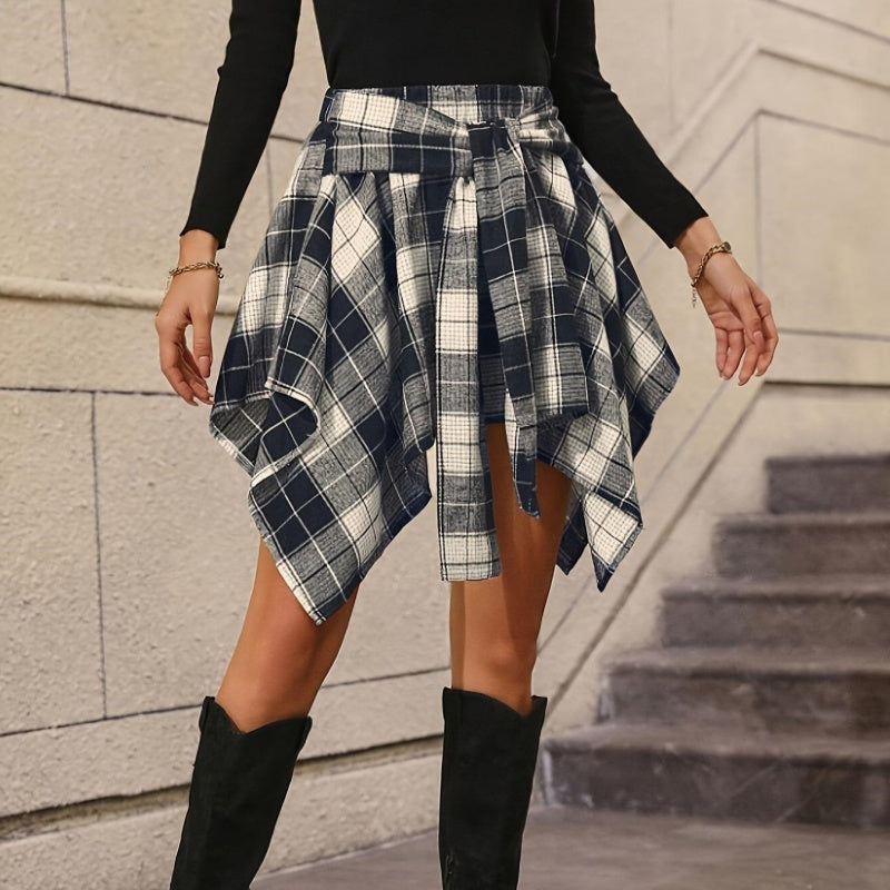 ✨ Flattering Movement | Women's High-Waist Plaid Pleated A-Line Skirt
