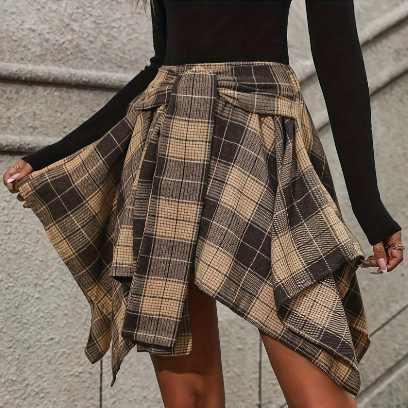 ✨ Flattering Movement | Women's High-Waist Plaid Pleated A-Line Skirt
