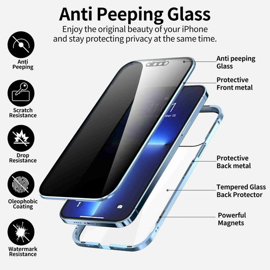 🔥Saldi eccezionali 50% di sconto🔥Custodia magnetica bifacciale in vetro anti-spia per iPhone