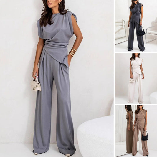 💖Venda limitada 50% de desconto💖Conxunto de dúas pezas elegante de cor sólida para muller