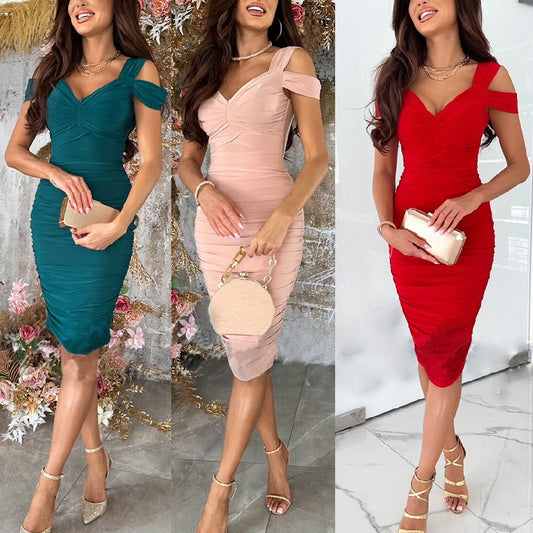 🌸New Arrival💖 Women's Slim Fit Sexy Off-Shoulder Bodycon Dress