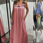 💖Venda limitada 50% de desconto💖Vestido longo informal sen mangas con petos para muller