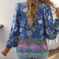 🌸Ofertas de primavera con 50 % de desconto💐 Camisa de manga longa con escote en V estampada para muller