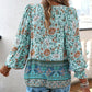 🌸Ofertas de primavera con 50 % de desconto💐 Camisa de manga longa con escote en V estampada para muller