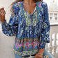 🌸Ofertas de primavera con 50 % de desconto💐 Camisa de manga longa con escote en V estampada para muller