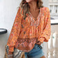 🌸Ofertas de primavera con 50 % de desconto💐 Camisa de manga longa con escote en V estampada para muller
