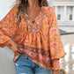 🌸Ofertas de primavera con 50 % de desconto💐 Camisa de manga longa con escote en V estampada para muller
