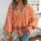 🌸Ofertas de primavera con 50 % de desconto💐 Camisa de manga longa con escote en V estampada para muller