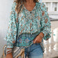 🌸Ofertas de primavera con 50 % de desconto💐 Camisa de manga longa con escote en V estampada para muller