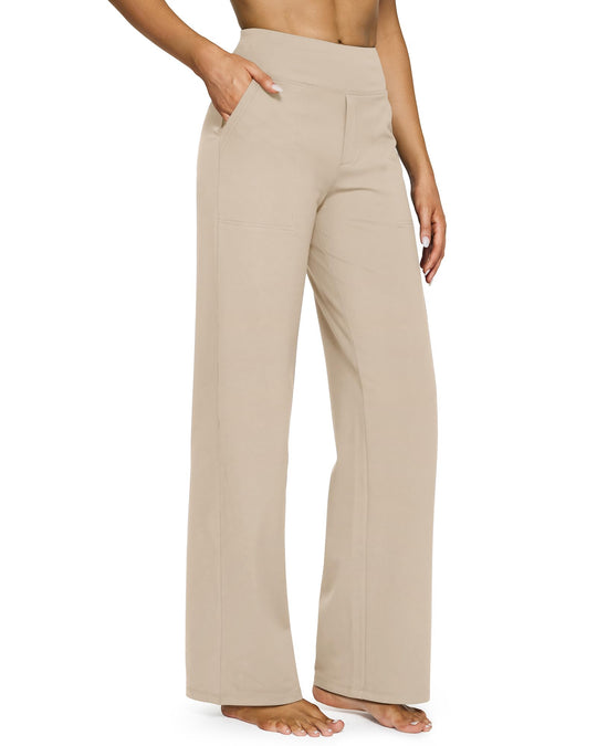 G4Free Loose High-Waist Business Casual Pants Yoga Pants Women Wide Leg Pants with Pockets Comfortable Athletic Sweatpants