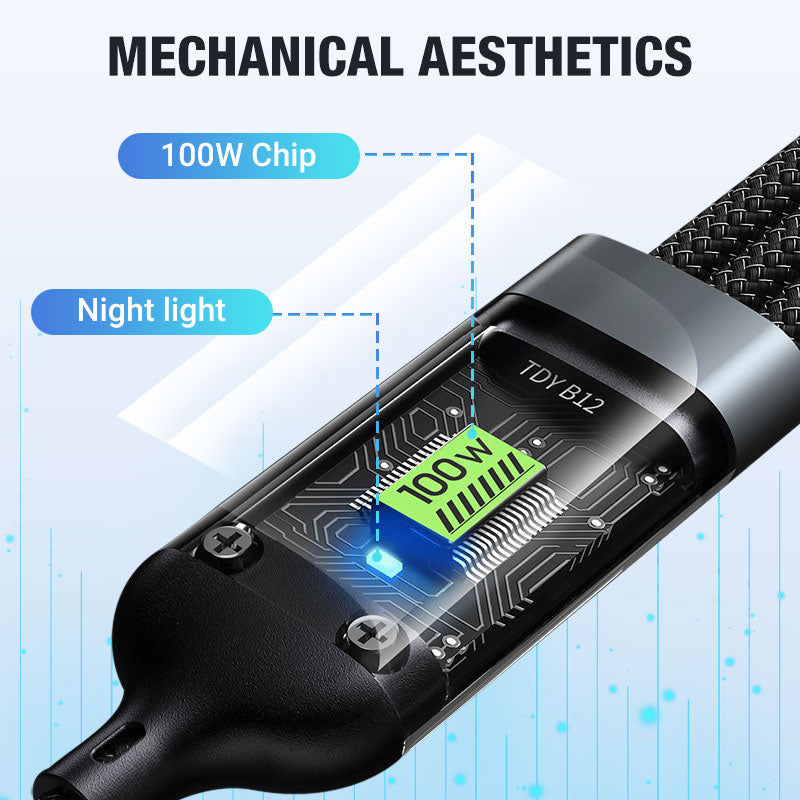 💥Ограничено време 50% попуста🔥⚡Провидни светлећи 3-у-1 кабл за супер брзо пуњење