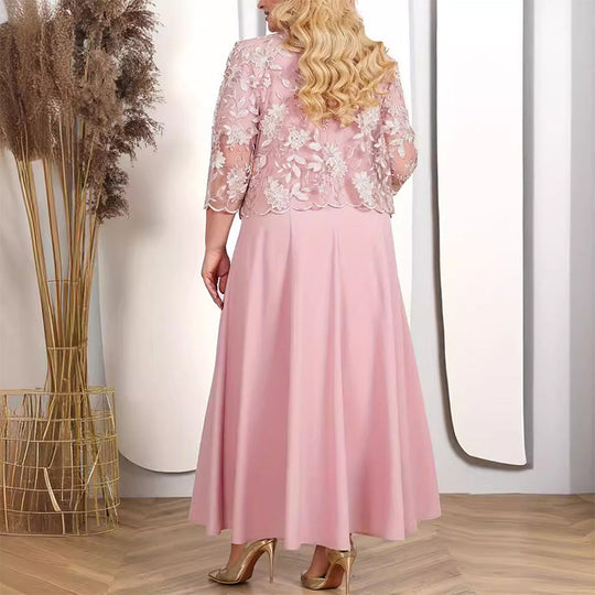 👑ŽHAVÝ VÝPRODEJ 2025 SLEVA 50 %🎉Luxusní sako Haute Couture s krajkovou výšivkou a saténovými jednobarevnými večerními šaty