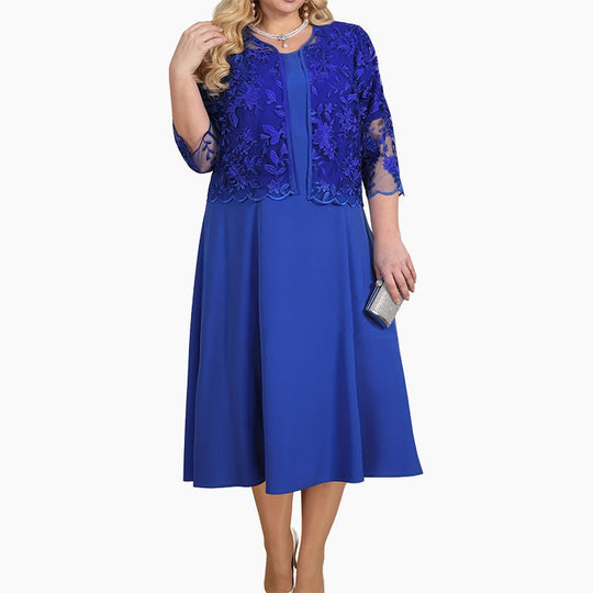 👑ŽHAVÝ VÝPRODEJ 2025 SLEVA 50 %🎉Luxusní sako Haute Couture s krajkovou výšivkou a saténovými jednobarevnými večerními šaty