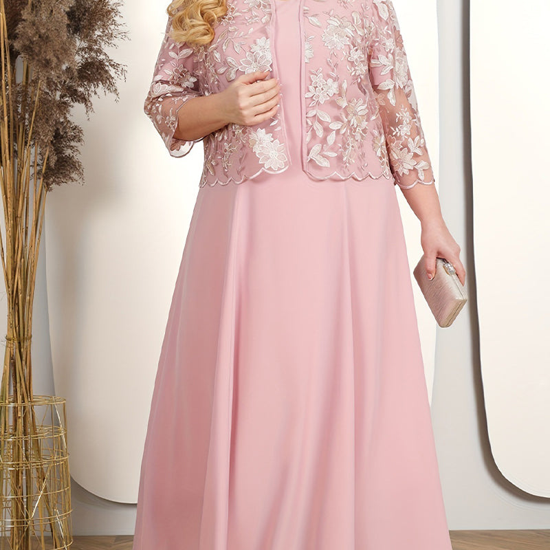 👑ŽHAVÝ VÝPRODEJ 2025 SLEVA 50 %🎉Luxusní sako Haute Couture s krajkovou výšivkou a saténovými jednobarevnými večerními šaty