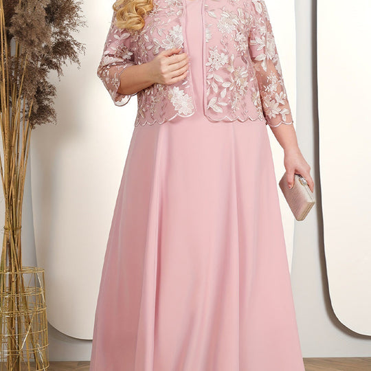 👑ŽHAVÝ VÝPRODEJ 2025 SLEVA 50 %🎉Luxusní sako Haute Couture s krajkovou výšivkou a saténovými jednobarevnými večerními šaty