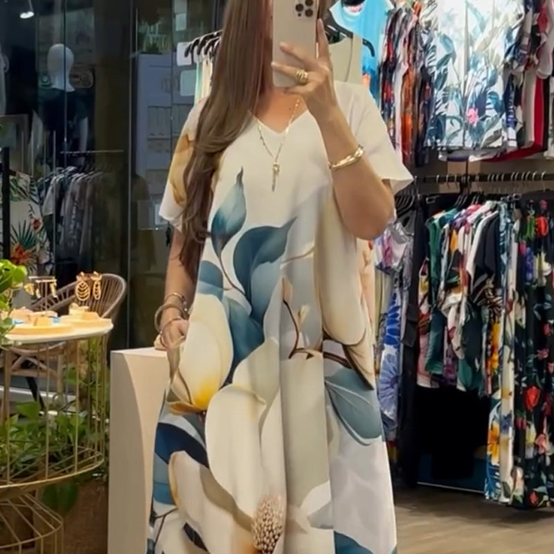 🌴Summer Specials SALE 50% OFF🌴Women's Loose Casual V-Neck Printed Short Sleeve Dresses