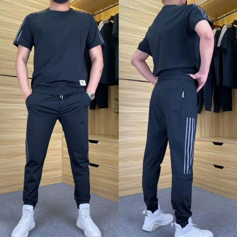 🎉🛍️50% REDUCERE - Bluză bărbătească cu mânecă scurtă, foarte elastică & Set de 2 piese pentru pantaloni de jogging