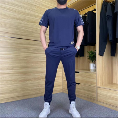 🎉🛍️50 % RABATT – 2-teiliges Set aus hochelastischem Kurzarmoberteil und Jogginghose für Herren