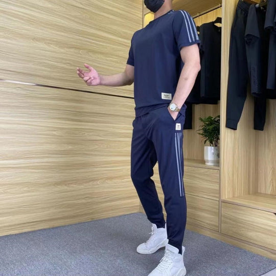 🎉🛍️50% REDUCERE - Bluză bărbătească cu mânecă scurtă, foarte elastică & Set de 2 piese pentru pantaloni de jogging