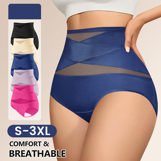 ✨Plus-Size High-Waist Cross Tummy Control Panties