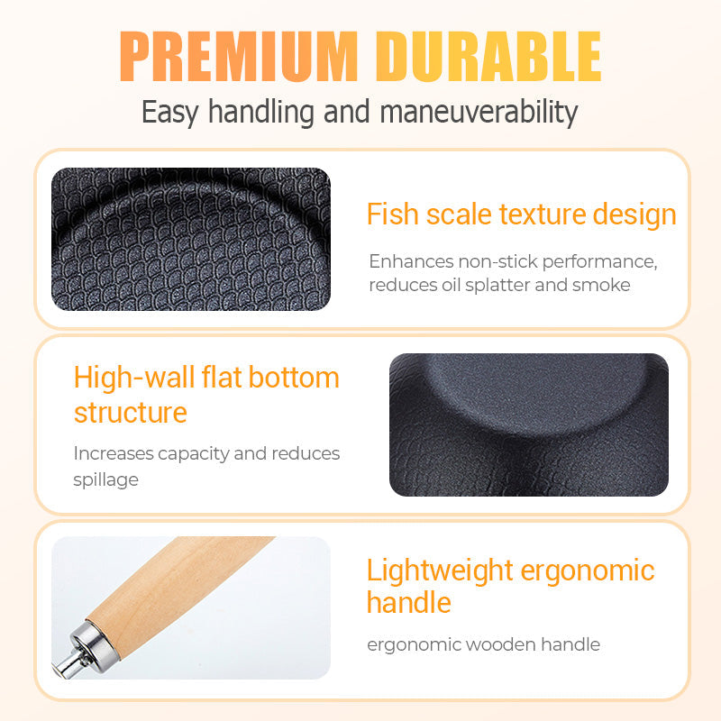 🔥Poslední den výprodeje 50% sleva🔥Pánev s nepřilnavým povrchem a plochým dnem s rybím vzorem