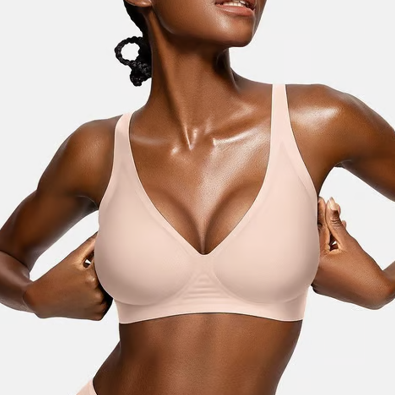 🔥Lowest price in the last 30 days🔥Jelly Wireless Womens Comfortable Wireless Bras Push Up Bralettes Seamless Tshirts Bras Deep V Everyday Bras