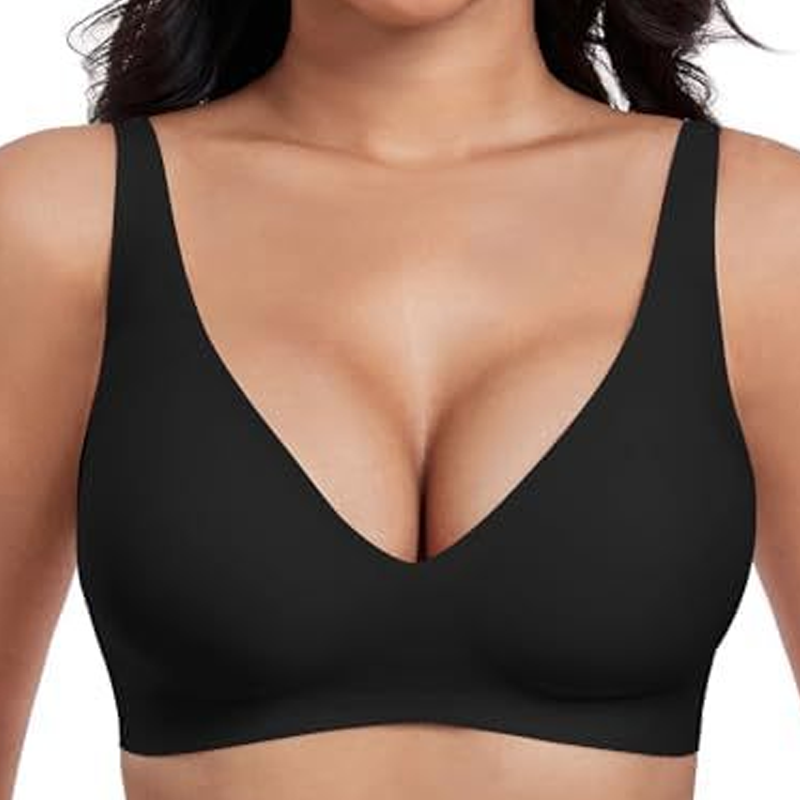 🔥Lowest price in the last 30 days🔥Jelly Wireless Womens Comfortable Wireless Bras Push Up Bralettes Seamless Tshirts Bras Deep V Everyday Bras