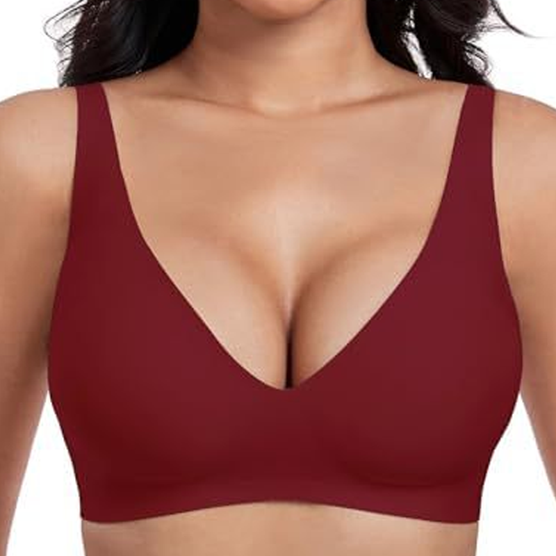 🔥Lowest price in the last 30 days🔥Jelly Wireless Womens Comfortable Wireless Bras Push Up Bralettes Seamless Tshirts Bras Deep V Everyday Bras