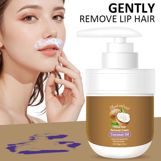 🥥✨ Coconut facial hair removal cream – Gentle & effective