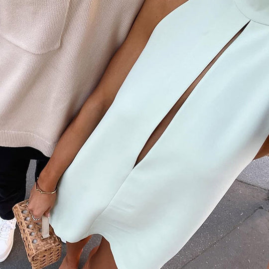 Datuma nakts priekšpuse ar izgriezumu ar kabatām H-line mini kleita