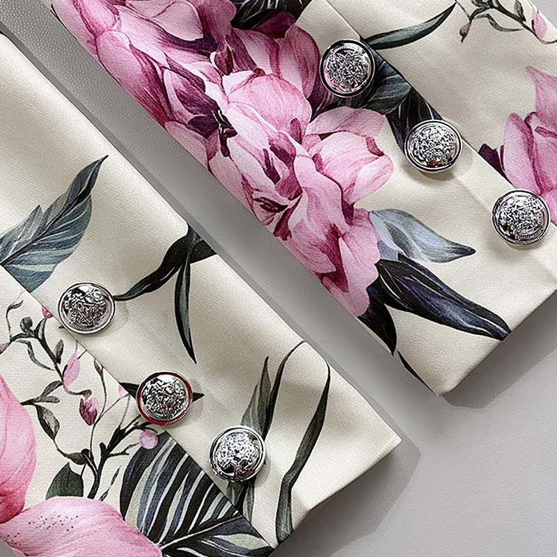 Picture Perfect Botanical virágmintás hosszú ujjú hajtóka Crop blézer