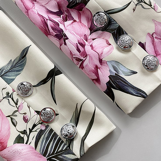 Picture Perfect Botanical virágmintás hosszú ujjú hajtóka Crop blézer