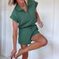 Buttery Touch Half-Zip Short Sleeve Sweatshirt and Elastic Waist Pocket Casual Shorts Set