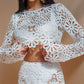 Balmy Summers Crochet Lace Floral Pattern Elastic Waist Fishtail Vacation Maxi Skirt