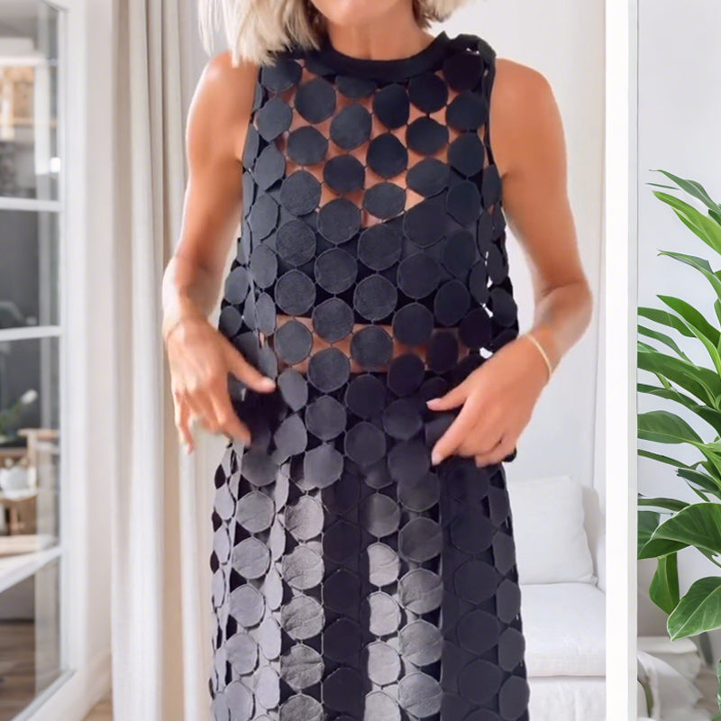 Fusta Maxi Casie See Through Circle Broderie cu talie elastică cu ciucuri