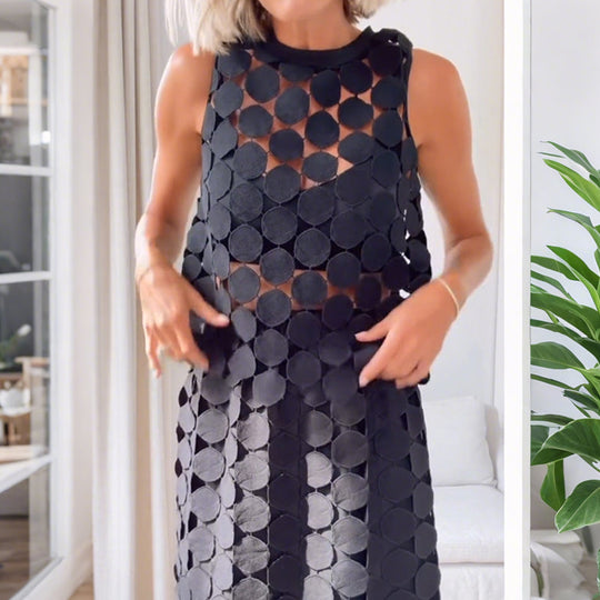 Fusta Maxi Casie See Through Circle Broderie cu talie elastică cu ciucuri