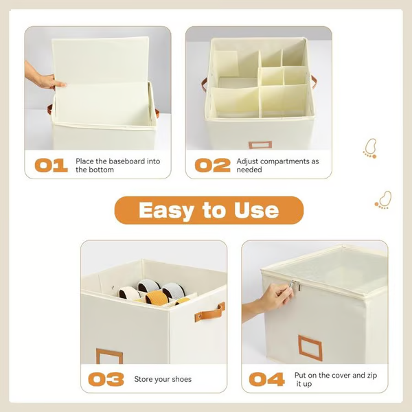 Fabric shoe organizer, storage box
