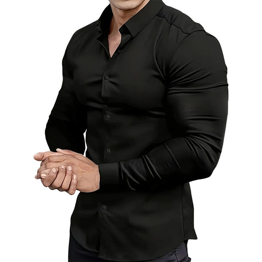 📢Hot Sale 50% OFF !!!⏰Men's Solid Color Lapel Long Sleeve Button-Down Shirts