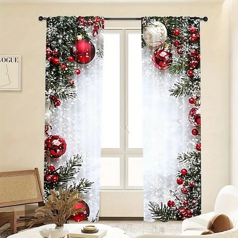 🎅Vânzare de Crăciun🎄Peste 50.000 de unități vândute! 🎁✨Set de 2 perdele de Crăciun pentru fereastră, pentru decorul casei