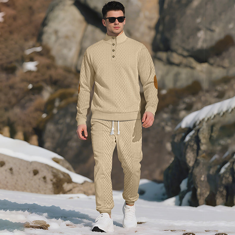 ⏳Ajaliselt piiratud eripakkumine⏰Vabaaja žakaarkangast komplekt: püstkraega topp + elastse mansetiga püksid – rikkalik žakaarkangast tekstuur & Elegantne dekoltee, igapäevaseks kandmiseks hädavajalik!