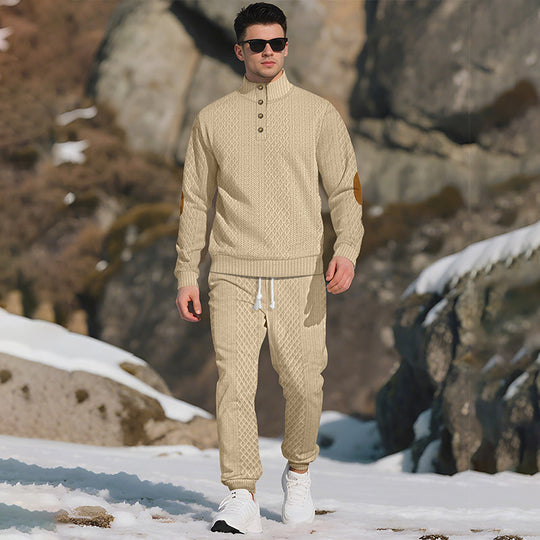 ⏳Ajaliselt piiratud eripakkumine⏰Vabaaja žakaarkangast komplekt: püstkraega topp + elastse mansetiga püksid – rikkalik žakaarkangast tekstuur & Elegantne dekoltee, igapäevaseks kandmiseks hädavajalik!