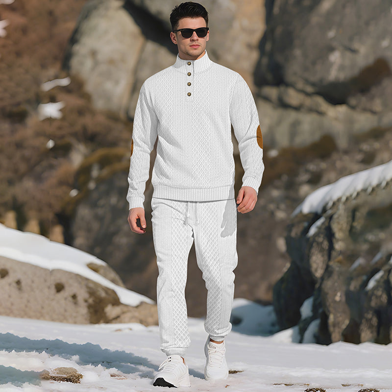 ⏳Ajaliselt piiratud eripakkumine⏰Vabaaja žakaarkangast komplekt: püstkraega topp + elastse mansetiga püksid – rikkalik žakaarkangast tekstuur & Elegantne dekoltee, igapäevaseks kandmiseks hädavajalik!