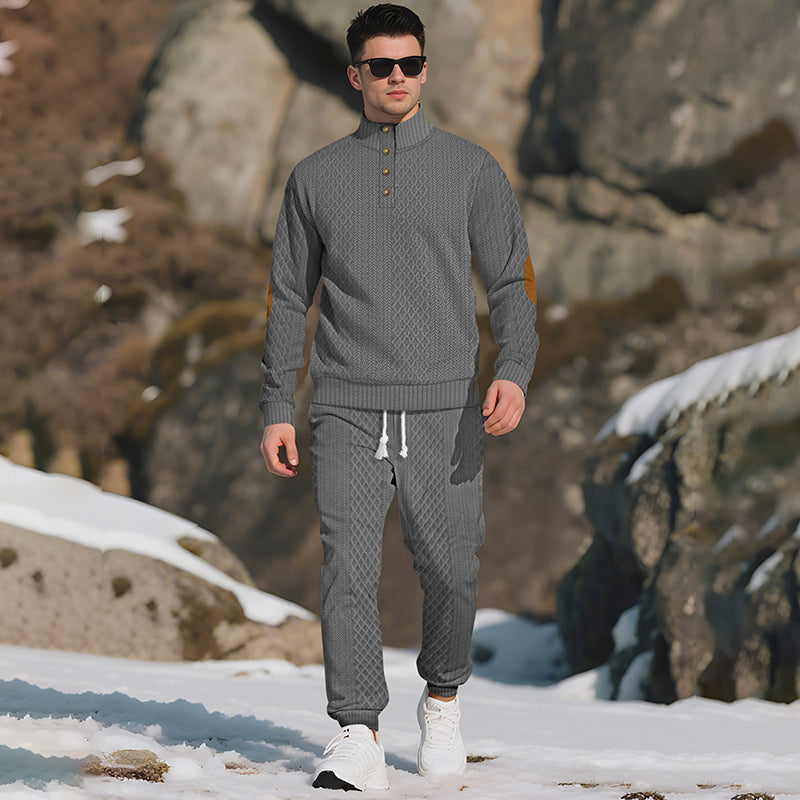 ⏳Ajaliselt piiratud eripakkumine⏰Vabaaja žakaarkangast komplekt: püstkraega topp + elastse mansetiga püksid – rikkalik žakaarkangast tekstuur & Elegantne dekoltee, igapäevaseks kandmiseks hädavajalik!